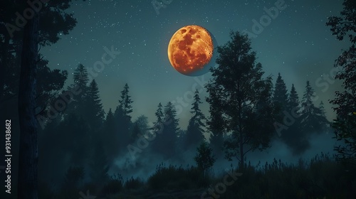 The moon in the sky at night over the forest : Generative AI