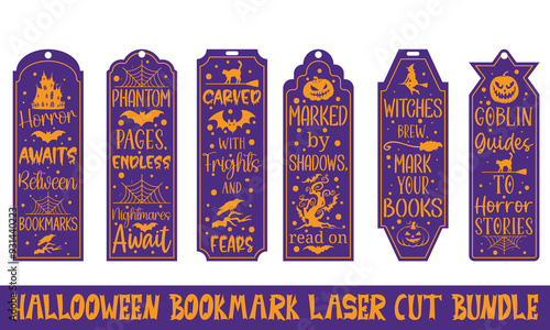 Halloween bookmark laser cut bundle, Spooky Kids Designs for Glowforge! Perfect for Scrap Buster Projects, Halloween Crafts, and Unique Bookmark Creations for Children