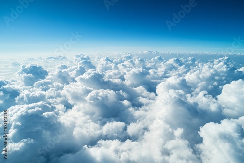 Beautiful blue sky with white clouds from above.