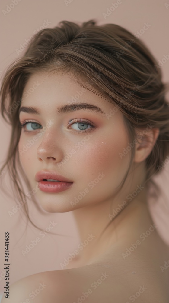 Captivating beauty with luminous skin and mysterious gaze in a refined elegant portrait Captivating beauty with luminous skin and mysterious gaze in a refined elegant portrait