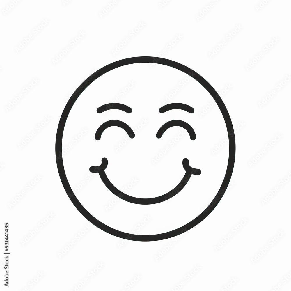 Happy smiley face or emoticon line art icon Happy smiley face or emoticon line art icon