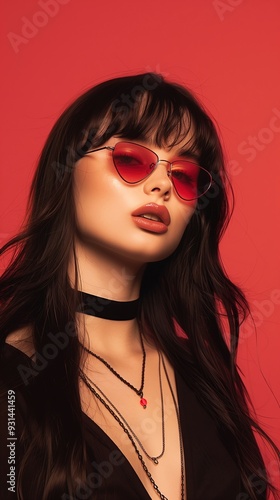 Wallpaper Mural Captivating Caucasian Woman in Fashionable Attire Posing Confidently in Studio Setting Torontodigital.ca