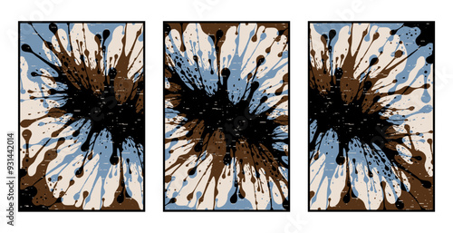 Set of 3 Abstract pattern. Illustration for printing on wall decorations. For use in graphics.