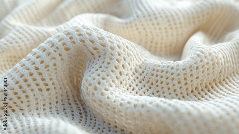 Close-up of soft, textured fabric with a mesh pattern, perfect for showcasing textile design or clothing. Close-up of soft, textured fabric with a mesh pattern, perfect for showcasing textile design or clothing.