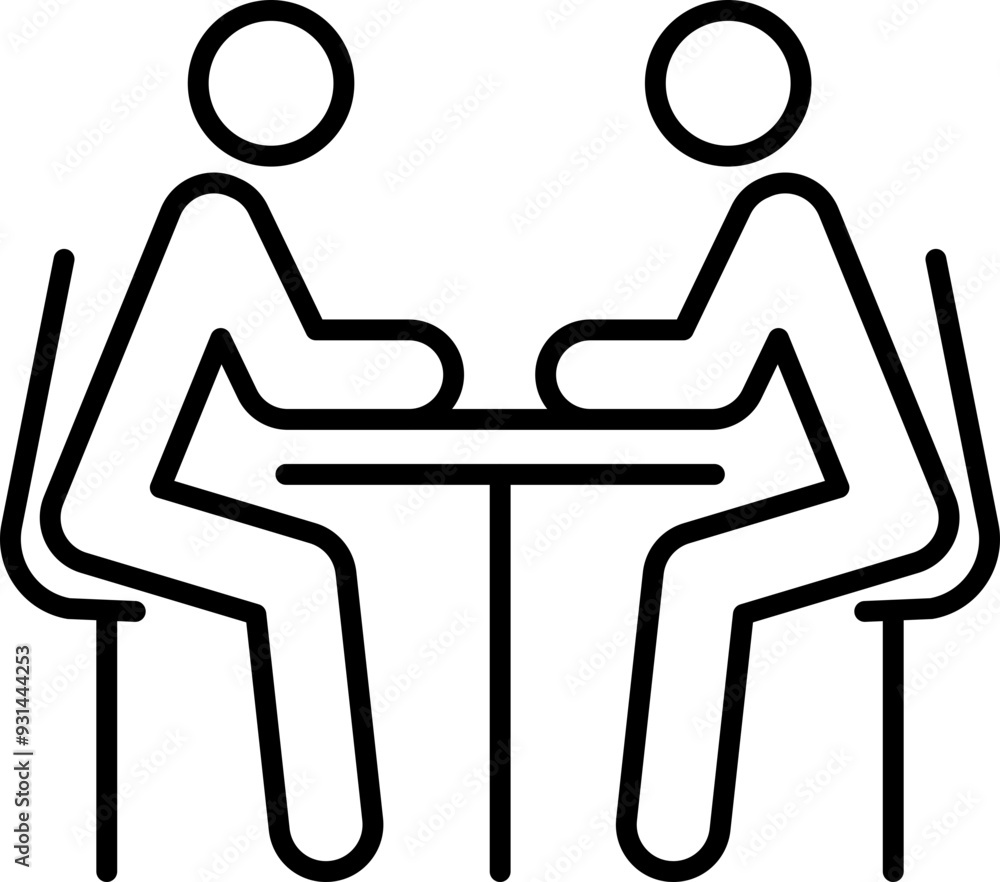 Meeting icon. Partnership symbol. Linear style. Meeting icon. Partnership symbol. Linear style.