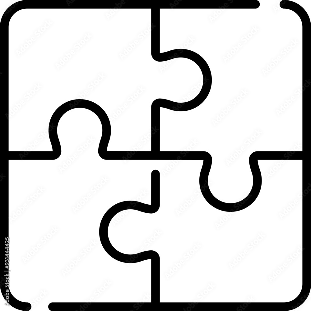 Puzzle icon. Line style. Teamwork symbol. Puzzle icon. Line style. Teamwork symbol.