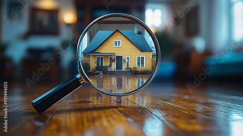 House Hunting Concept with Magnifying Glass