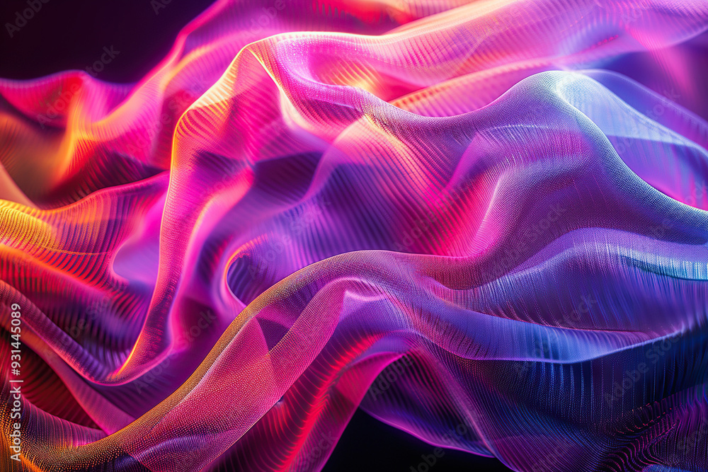 Fototapeta premium Beautiful texture surface neon wave, design natural abstract background