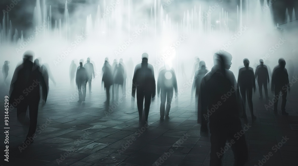 Fototapeta premium Mysterious Silhouettes in a Foggy Night