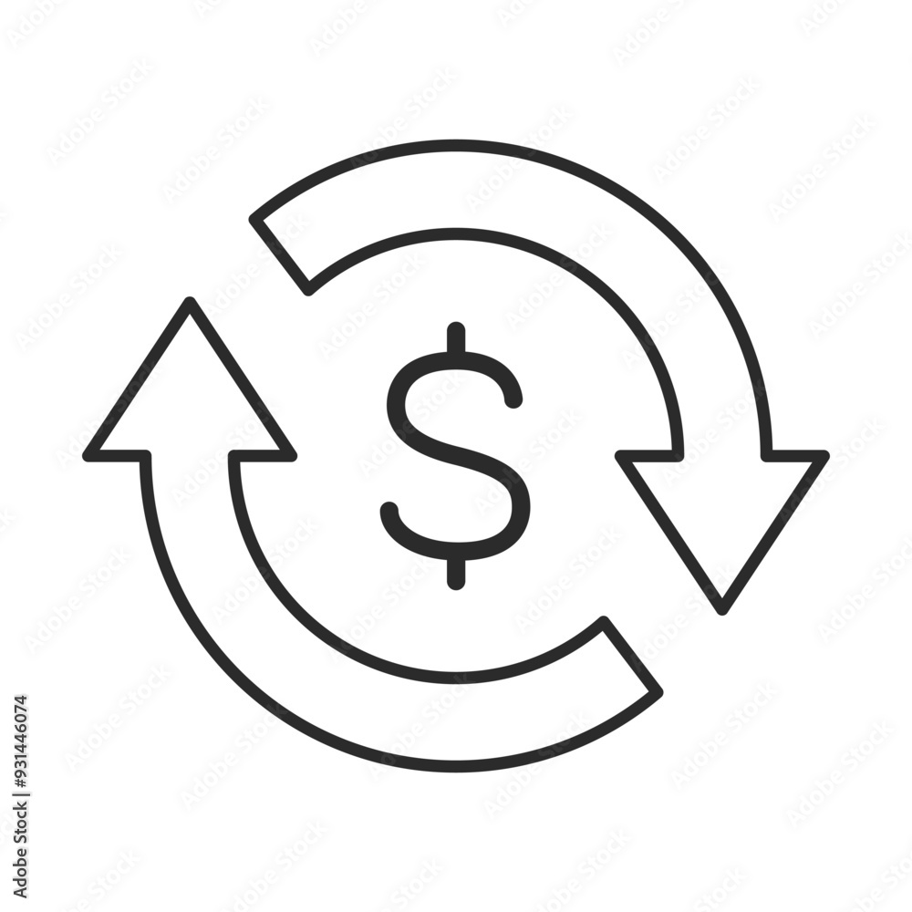 Circular arrow money exchange editable stroke outline icon. Cashback, Transfer, Swap Money, Exchange Money icon. Circular arrow money exchange editable stroke outline icon. Cashback, Transfer, Swap Money, Exchange Money icon.