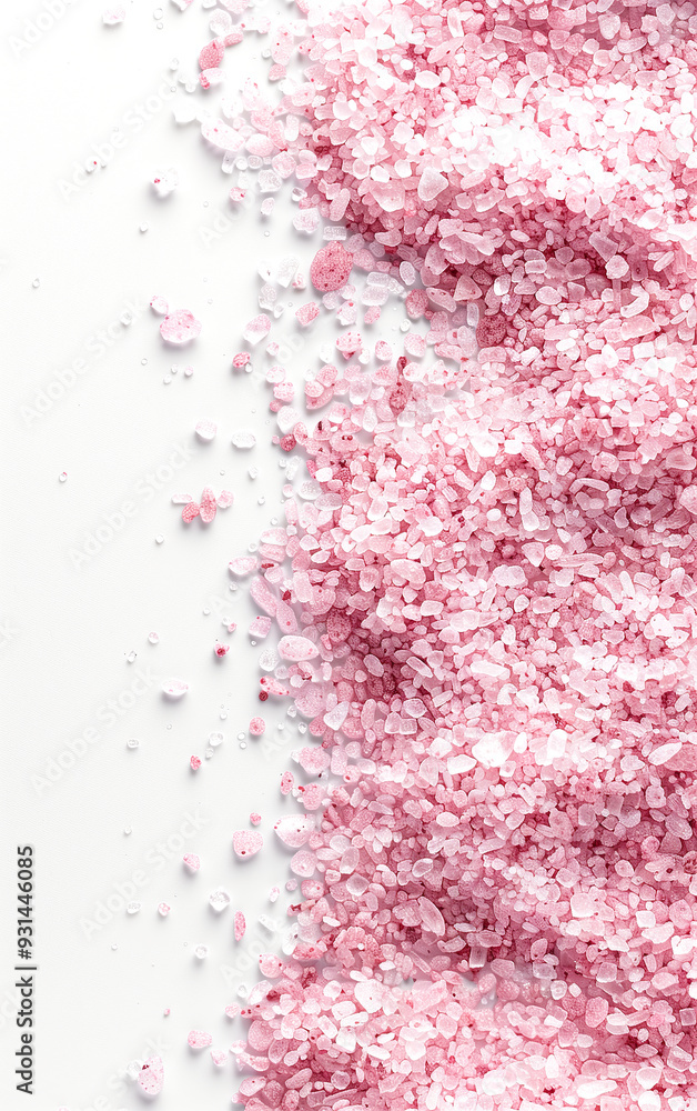 Pink bath salt on white background Pink bath salt on white background