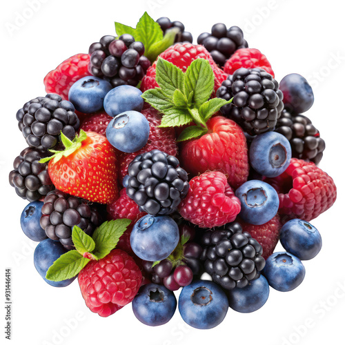 A pile of berries on transparent background