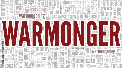 Warmonger word cloud conceptual design isolated on white background.
