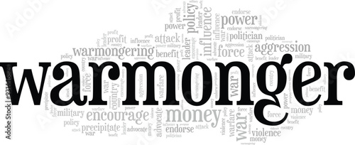 Warmonger word cloud conceptual design isolated on white background.