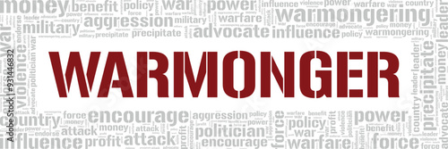 Warmonger word cloud conceptual design isolated on white background.
