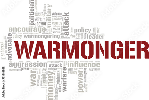 Warmonger word cloud conceptual design isolated on white background.