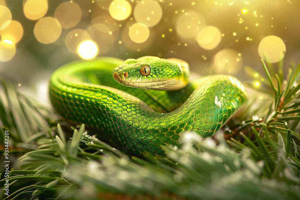 Fototapeta premium Beautiful greeting card with holiday composition for happy and joy celebrate New Year