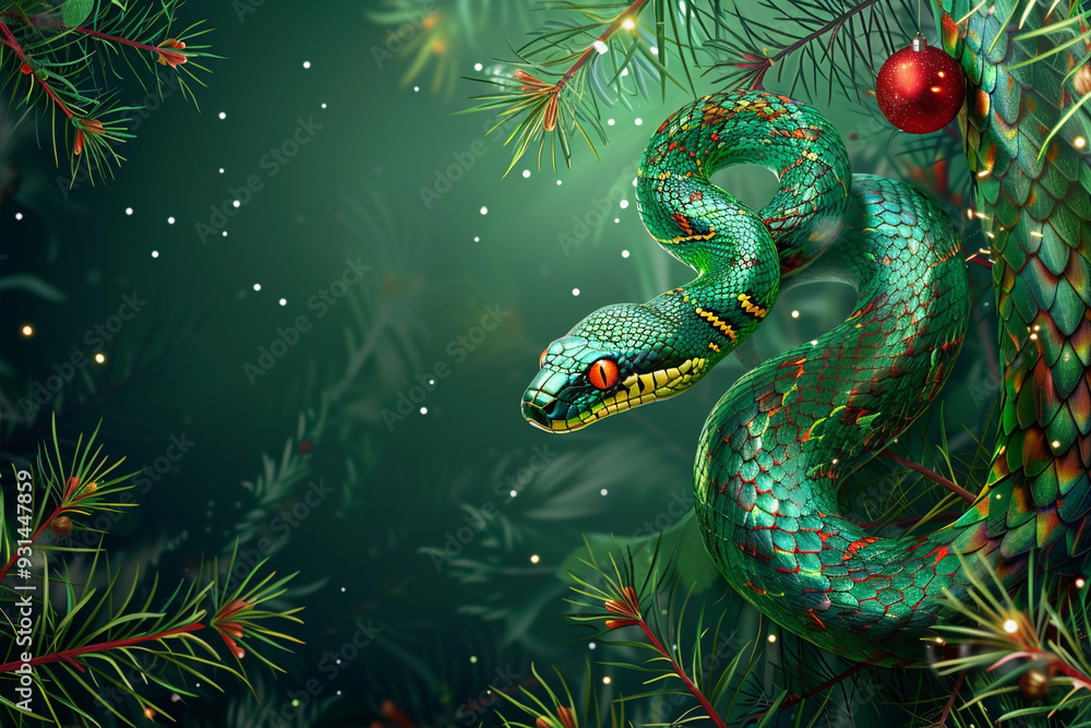 Fototapeta premium Beautiful greeting card with holiday composition for happy and joy celebrate New Year