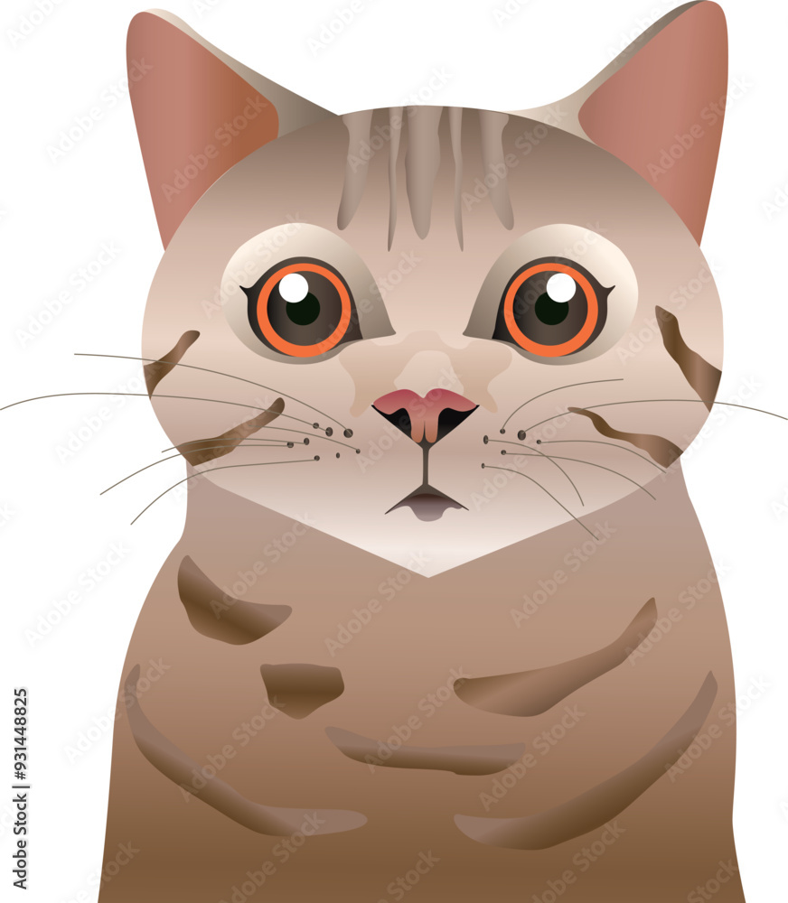 Obraz premium Cat illustration brown body orange eyes