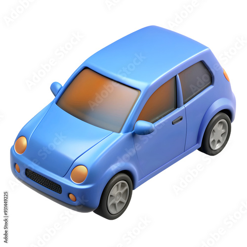 car cartoon 3d render, isolated on background