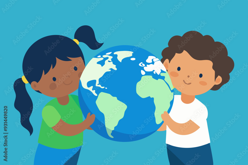 Picture of children holding a lighted earth globe Picture of children holding a lighted earth globe
