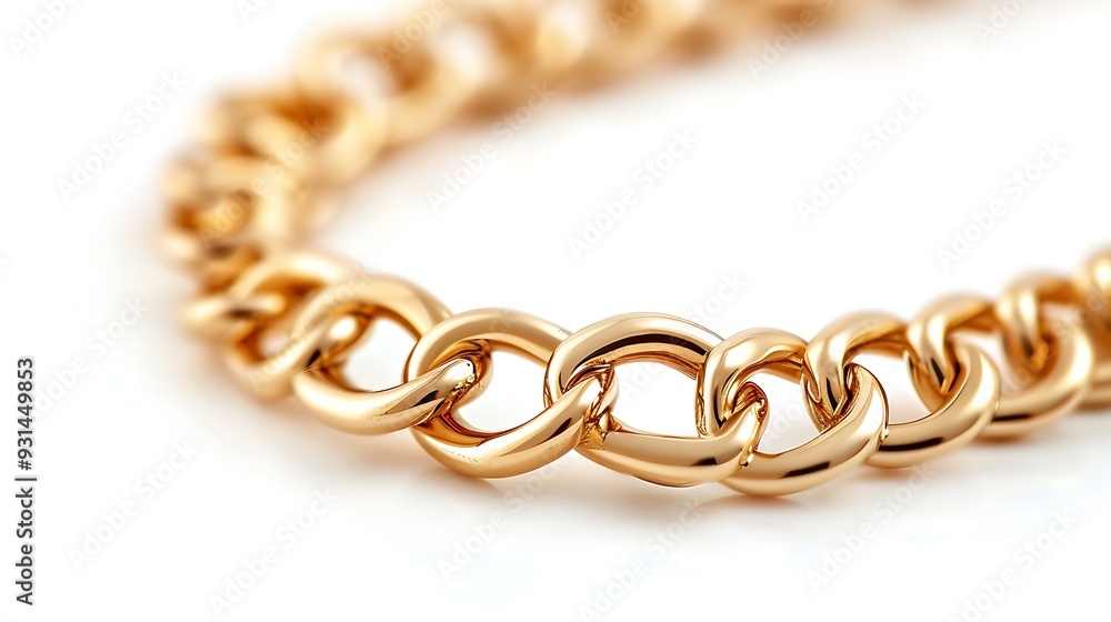 Obraz premium One metal chain on white background closeup Luxury jewelry : Generative AI