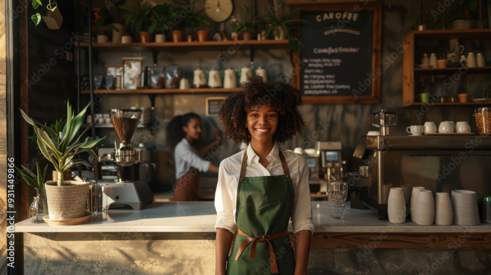 The smiling barista at café The smiling barista at café