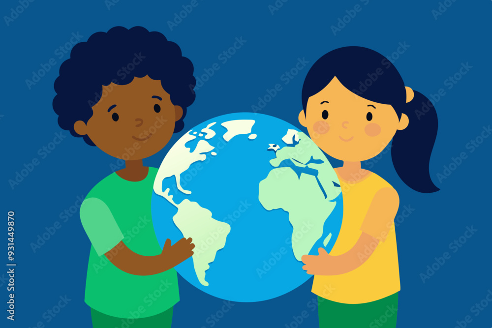 Picture of children holding a lighted earth globe Picture of children holding a lighted earth globe