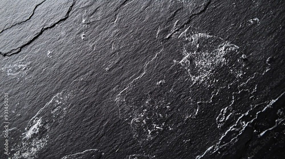 Naklejka premium Close-up of black paper showing fine white marks and a rough texture