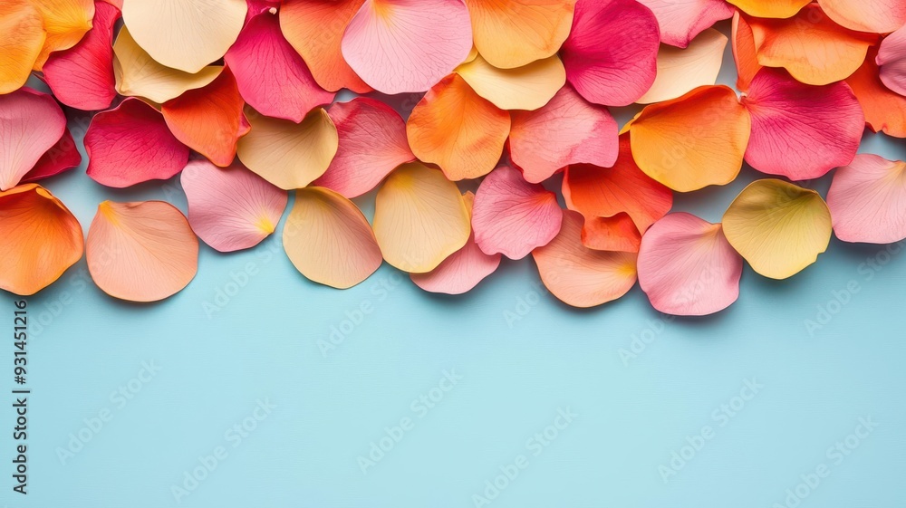Obraz premium Flower petals, arranged for rangoli, closeup, 3D illustration