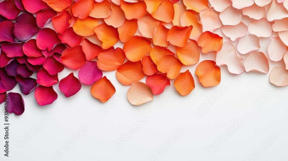 Obraz premium Flower petals, arranged for rangoli, closeup, 3D illustration