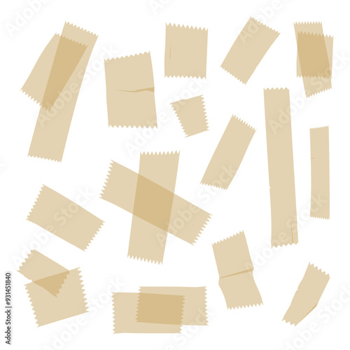 Stylized Adhesive Tape Vector Icon Set