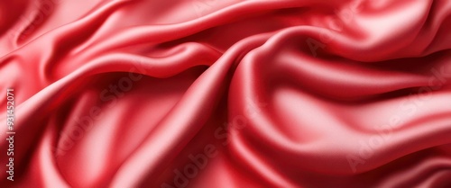 Close up of soft pink satin fabric, smooth and flowing.