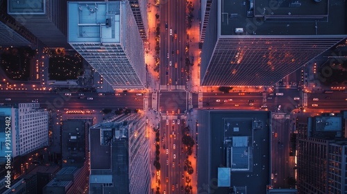 Wallpaper Mural Aerial view of a cityscape with skyscrapers and streets Torontodigital.ca
