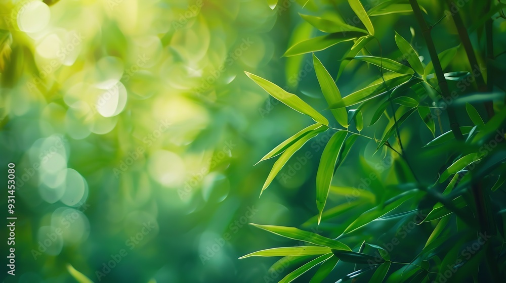 Fototapeta premium Bamboo forestgreen nature background : Generative AI