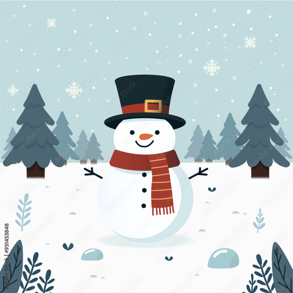 Frosty the Snowman Amid Snowy Trees Frosty the Snowman Amid Snowy Trees