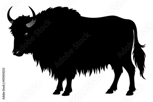 Beautiful wild animal yak silhouette black icon vector art illustration photo