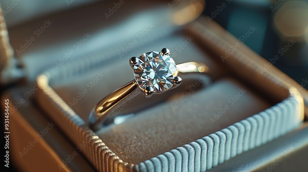 A diamond wedding ring in a box : Generative AI A diamond wedding ring in a box : Generative AI