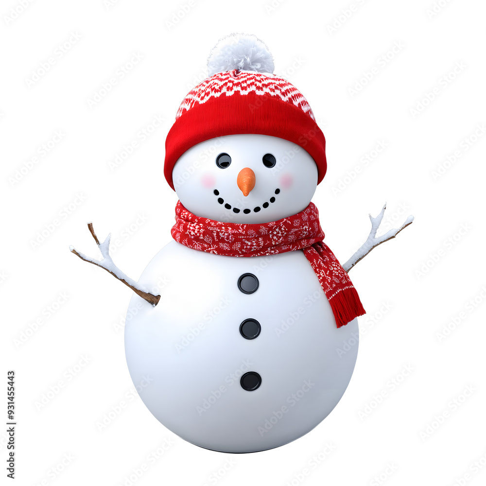 Snowman with Red Hat and Scarf Isolated on Transparent Background Snowman with Red Hat and Scarf Isolated on Transparent Background