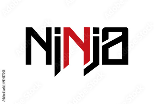 ninja typography logo icon design vector