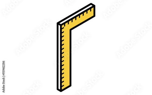 Isometric simple line drawing tool icon, Ruler