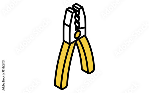 Isometric simple line drawing tool icon, pliers