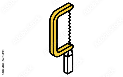 Isometric simple line drawing tool icon, thread saw