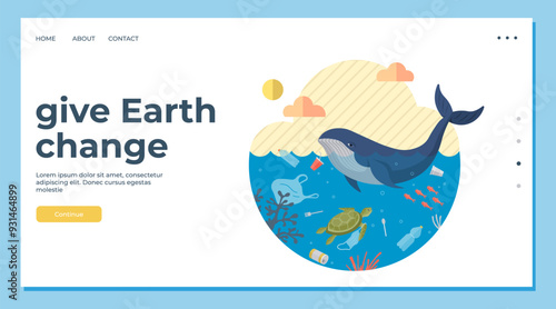 Ocean pollution vector illustration. Harmful impurities in water disrupt natural harmony seas Destruction marine habitats intensifies problem ocean pollution The ocean pollution metaphor paints grim