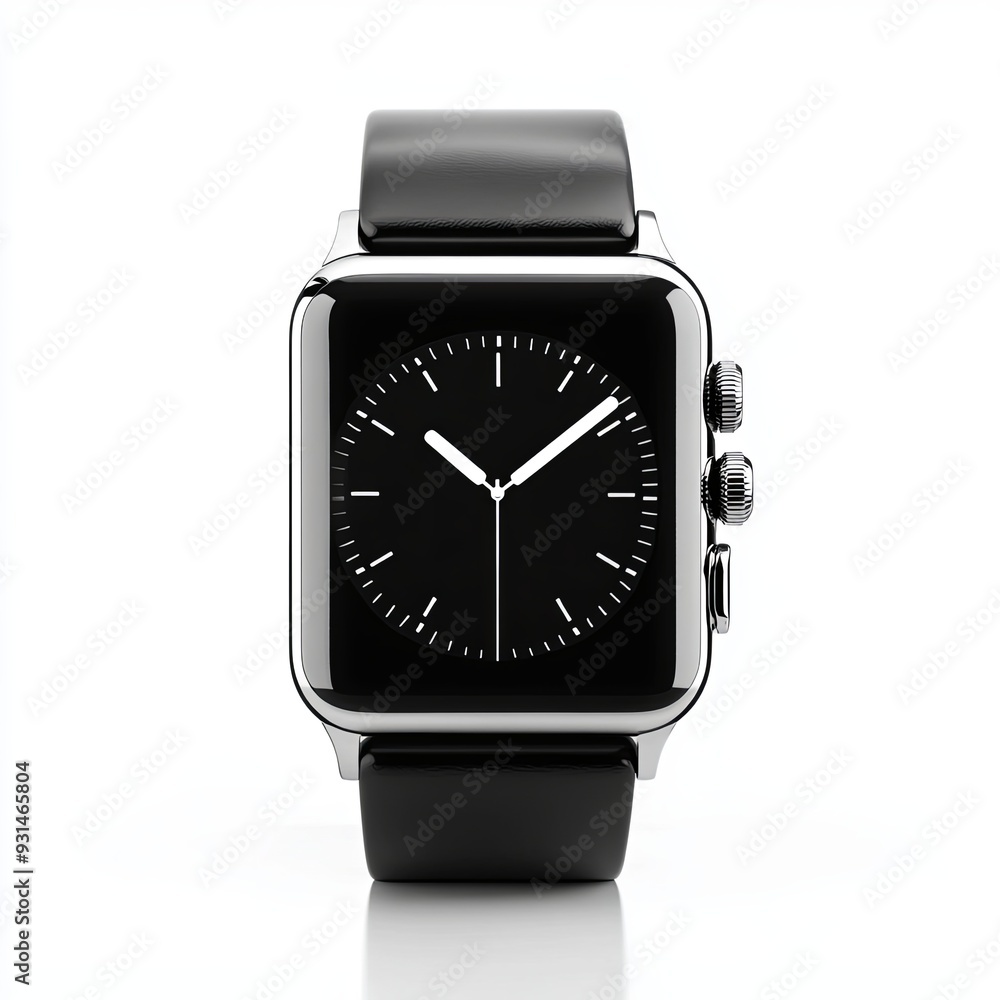 Alarm clock image on screen smart watch isolated on white background Alarm clock image on screen smart watch isolated on white background