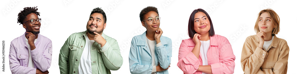 diverse people thinking pose png cut out element set diverse people thinking pose png cut out element set