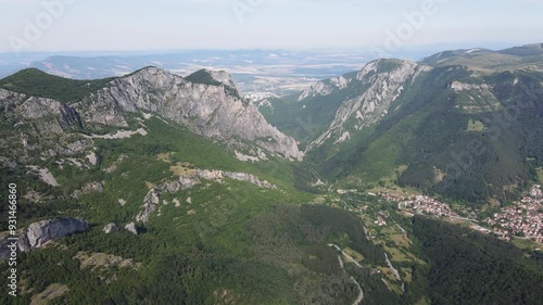 Amazing Aerial Summer Landscape of Vratsata pass at Balkan Mountains, Bulgaria photo