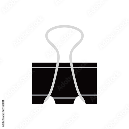 Binder clip vector illustration for office or school stationery supplies. School, conferences, office supplies. Organizing documents.