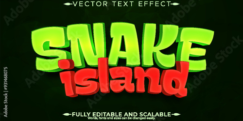 Snake editable text effect, editable island and reptile text style