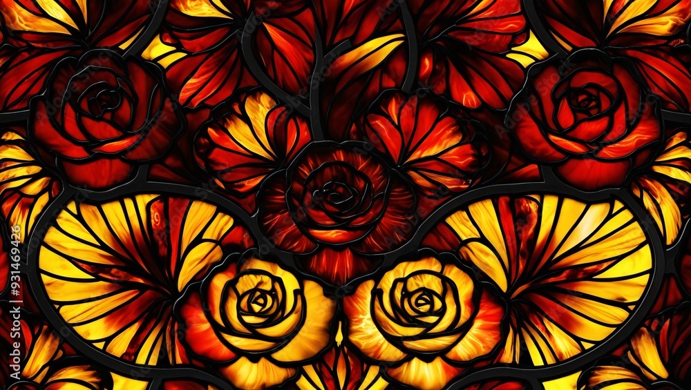 stained glass with roses stained glass with roses